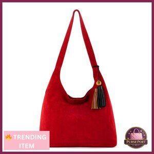 Leather Hobo Bag with Zipper Pockets, Double Straps, Spacious Everyday Purse